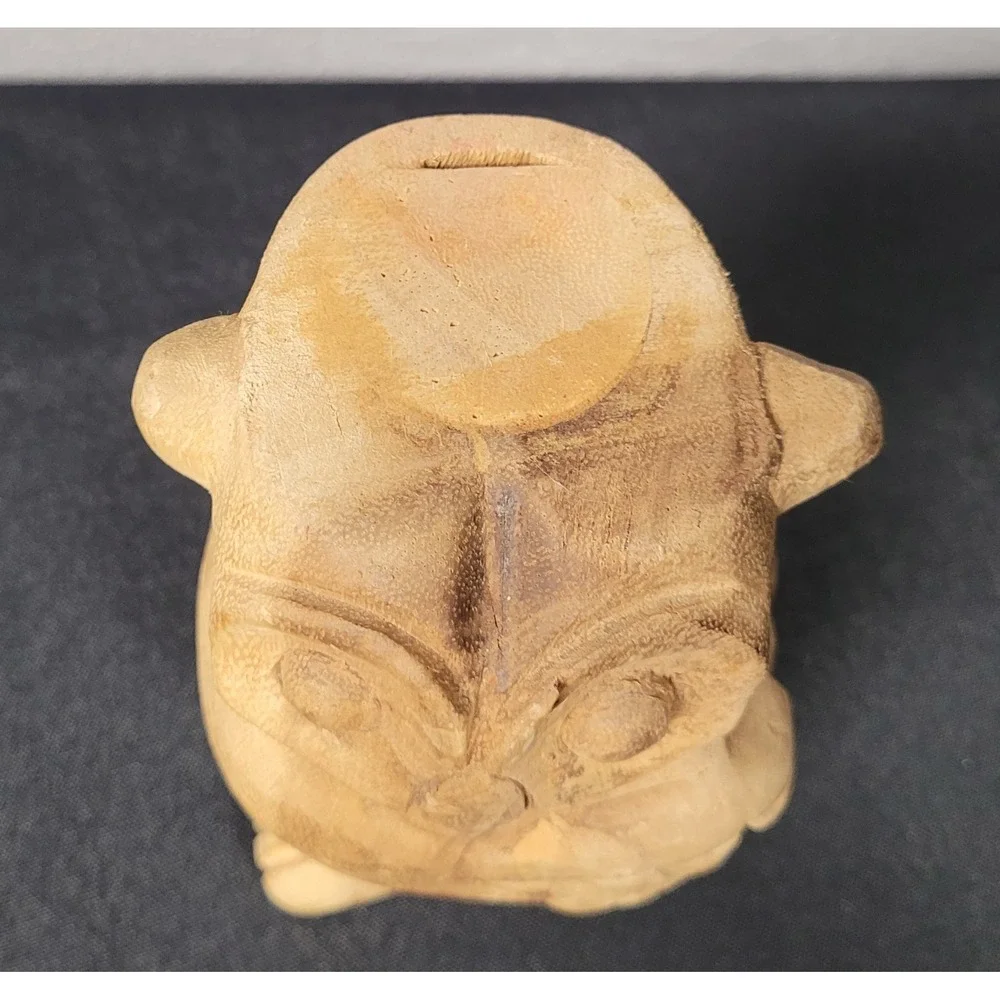 Vintage 1990s Hand Carved Wooden Hooting Owl Whistle Folk Art Bird Call